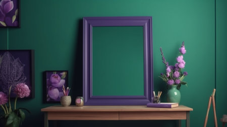 Frame mockup in interior background. 3d illustration, 3d render, Generative AIの素材