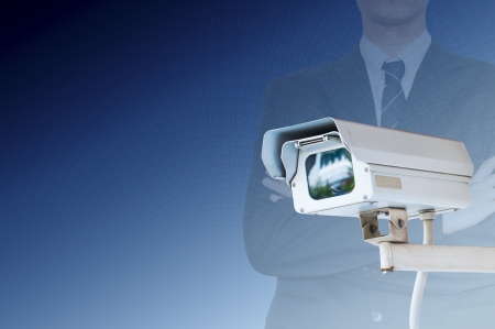Security Camera or CCTV on digital backgroundの写真素材