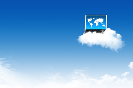 Computer on the cloud, for colud computing concept and businessの写真素材