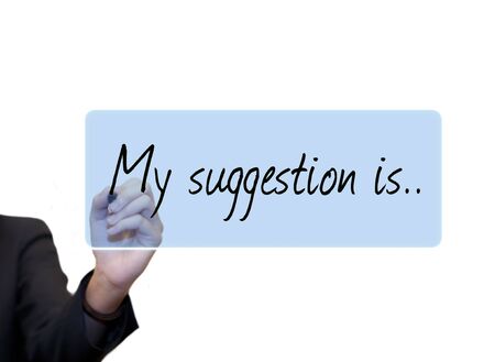 Business woman use hand drawing text on whiteboardの写真素材