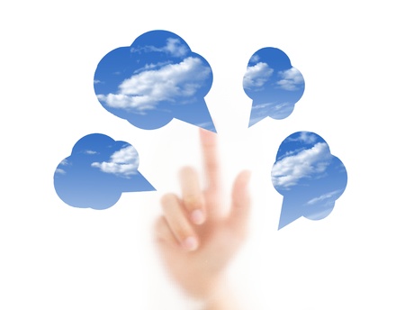 man finger pressing Cloud computing on touch screen Conceptの写真素材