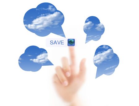 man finger pressing Cloud computing on touch screen Conceptの写真素材