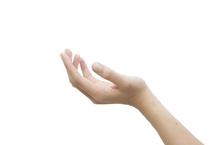 hand hold on isolated white backgroundの写真素材
