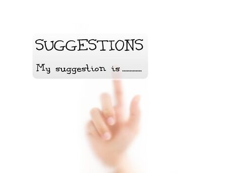 man finger pressing a suggestion button, isolated on a white background. の写真素材