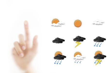 Weather forecast icon with hand for point forecastingの写真素材