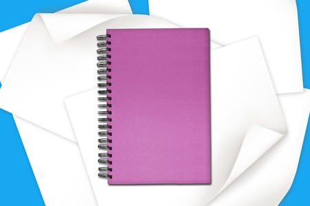 Pink Notebook over the Paper with curl edgeの写真素材