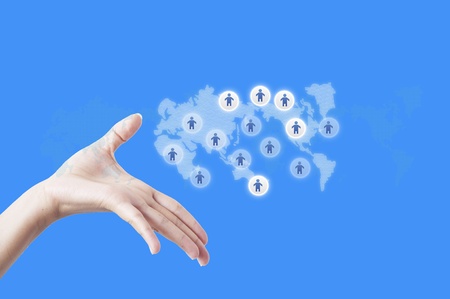 hand showing Social Network icon の写真素材