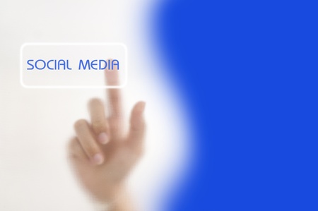 hand pressing Social media button