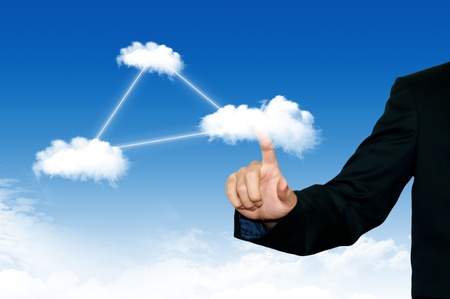 Business man pointing on the cloud, for colud computing concept and business