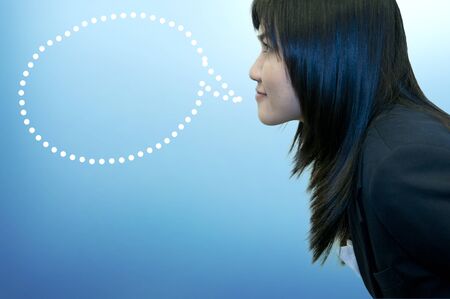 Business woman with message symbol