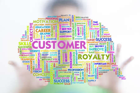 Business man with business word cloud on the screen, business conceptの写真素材