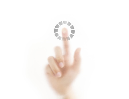 Finger pressing circle icon button