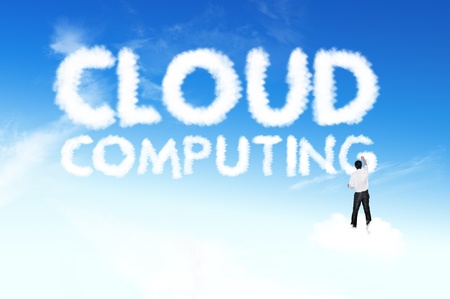 Business man drawing Business cloud text ,cloud,computingの写真素材