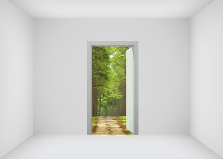 Open door to the new world, for environmental and business idea conceptの写真素材