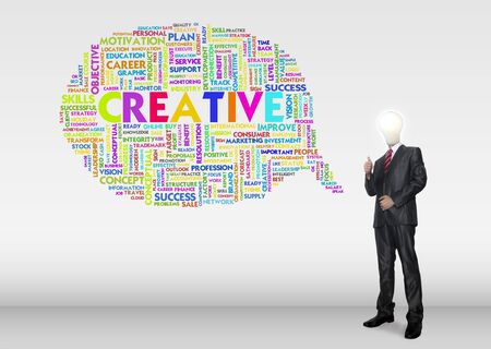 Business man stand with creative business idea conceptの写真素材