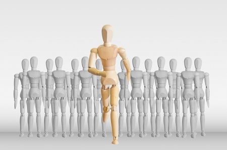 Wooden model in the crowd for human resource conceptの写真素材