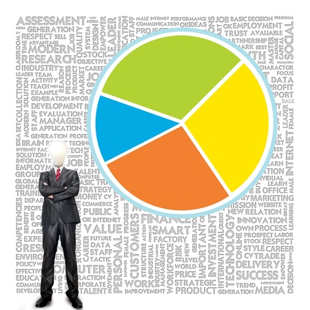 Business man with pie graphの写真素材