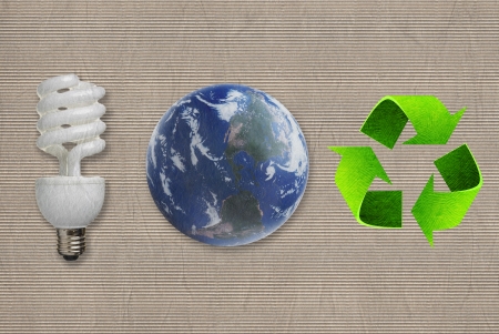 Environmental symbol on the Paper texture backgroundの写真素材