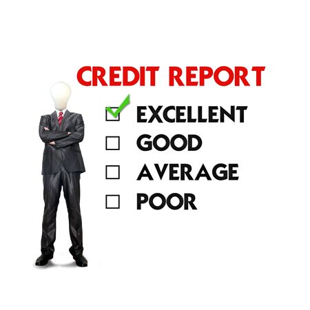 Business man mark on the check boxes credit scoreの写真素材