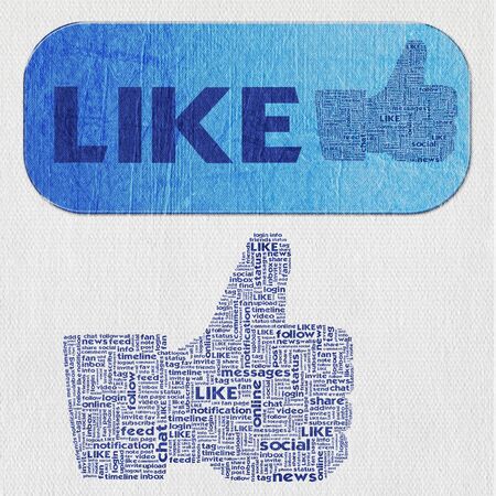 Thumb up like hand symbol with tag cloud of word