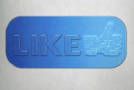 Thumb up like hand symbol with tag cloud of word on the paper craft