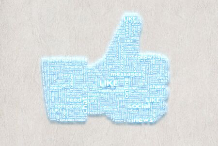 Thumbup symbol on the Paper texture backgroundの写真素材