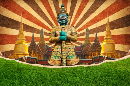 Giant at the temple for Travel concept, Bangkok Thailandの写真素材