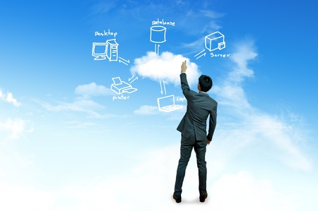 Businessman drawing cloud for business concept, Cloud computingの写真素材
