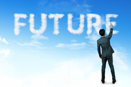 Businessman drawing cloud for business concept, Futureの写真素材