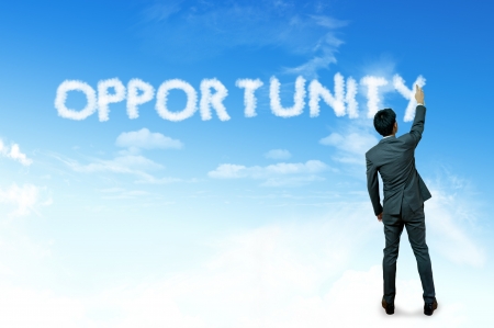 Businessman drawing cloud for business concept, Opportunityの写真素材