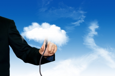 Colud computing concept on the blue skyの写真素材