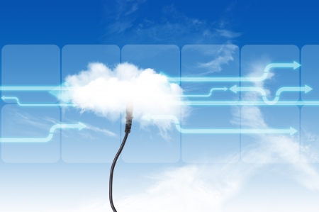 Colud computing concept on the blue skyの写真素材