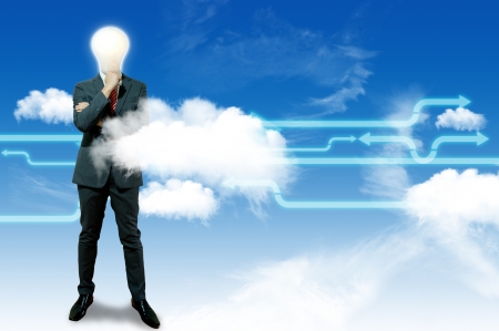 Colud computing concept on the blue skyの写真素材