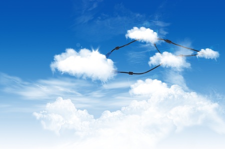 Colud computing concept on the blue skyの写真素材