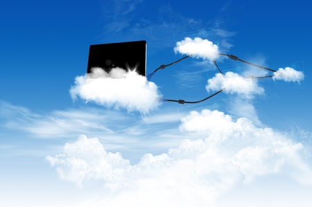 Colud computing concept on the blue skyの写真素材