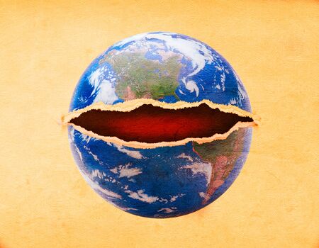 Cracked World over texture paperの写真素材