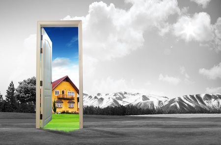 Door open to the new world, for environmental concept and ideaの写真素材