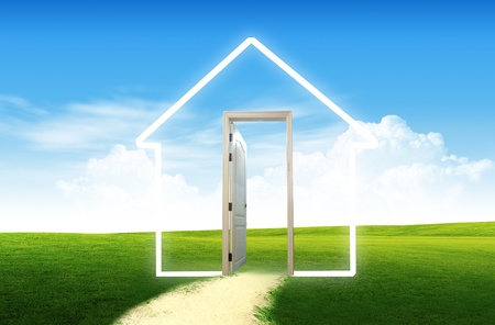 Door open to the new world, for environmental concept and ideaの写真素材