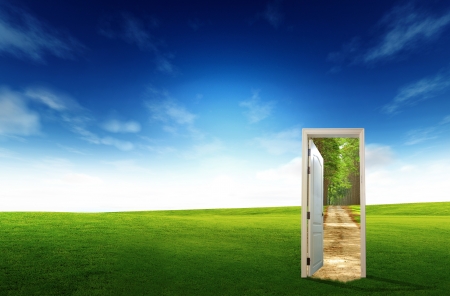Door open to the new world, for environmental concept and ideaの写真素材
