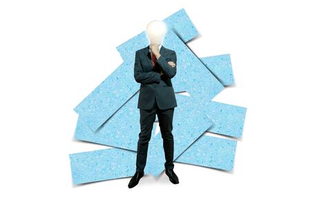 Business man and label stickerの写真素材