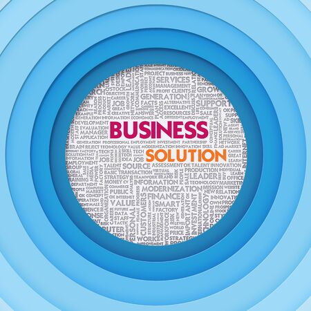 Business word cloud for business concept, Business Solutionの写真素材