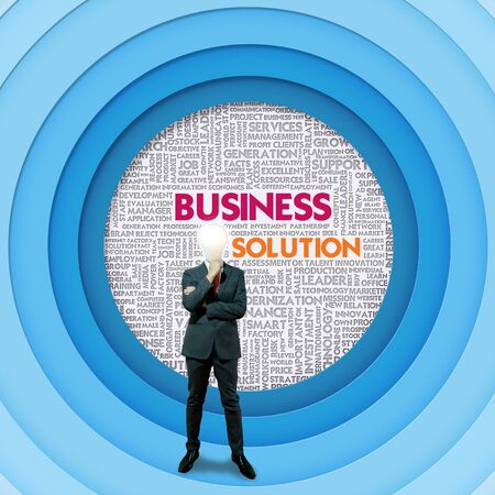 Business word cloud for business concept, Business Solutionの写真素材