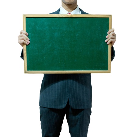 Business man holding board on the background の写真素材