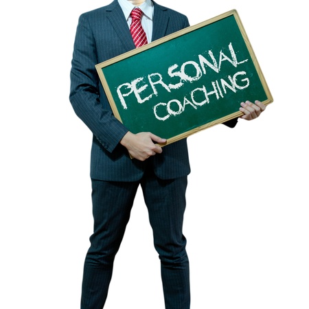 Business man holding board on the background with business word, Careerの写真素材