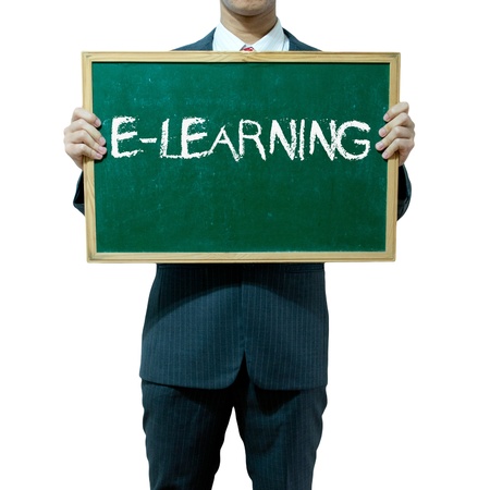 Business man holding blackboard on the background , Educationの写真素材
