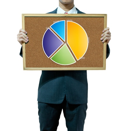 Business man holding cork board on the background の写真素材