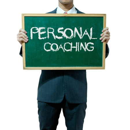 Business man holding blackboard on the background , Personal developmentの写真素材