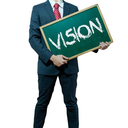 Business man holding board on the background with business wordの写真素材