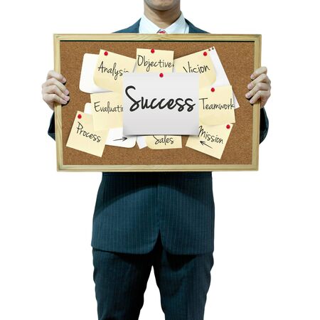 Business man holding board on the background, Success conceptの写真素材