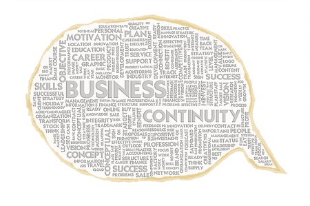 Wordcloud on texture paper speech bubble, Business Continuityの写真素材
